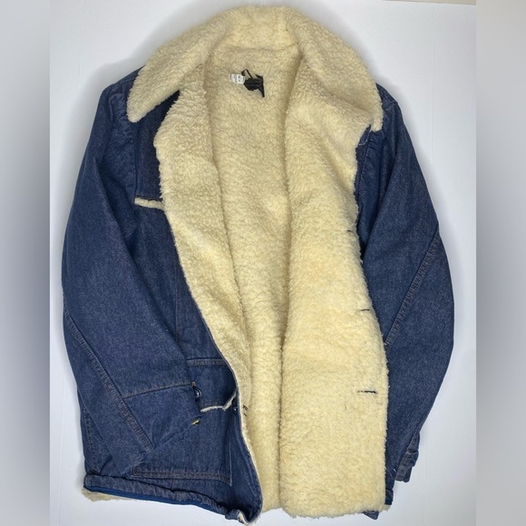 Vintage Sears Roebuck Heavy Sherpa Denim 70’s Chore Jacket Sz 46 - Picture 2 of 14